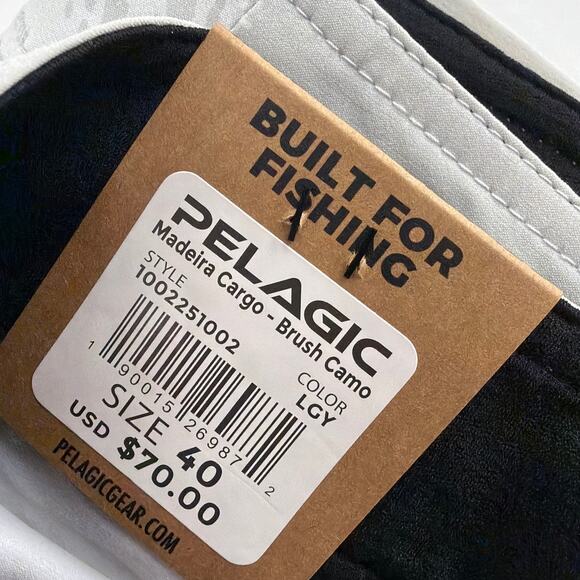 Pelagic Men's Light Gray Brush Camo Madeira Cargo  20" Hybrid Shorts Size 40 - Picture 11 of 13